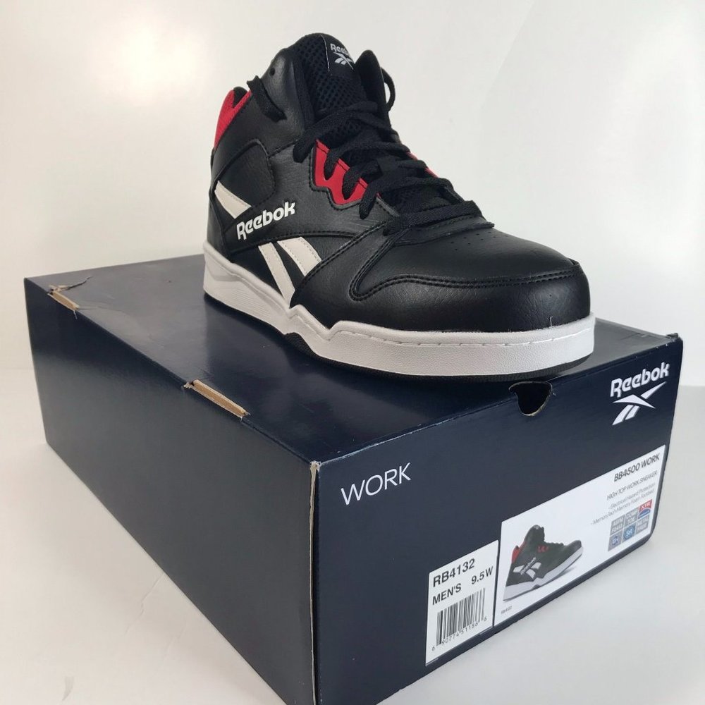 Reebok RB4132 Men's High Top Work Sneaker Size 9.5W Black/Red - Picture 3 of 9